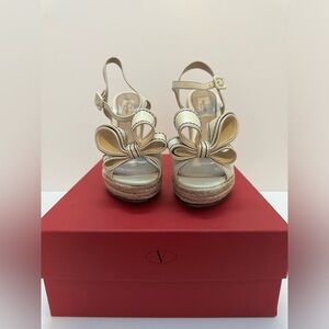 Valentino Leather Bow Wedge